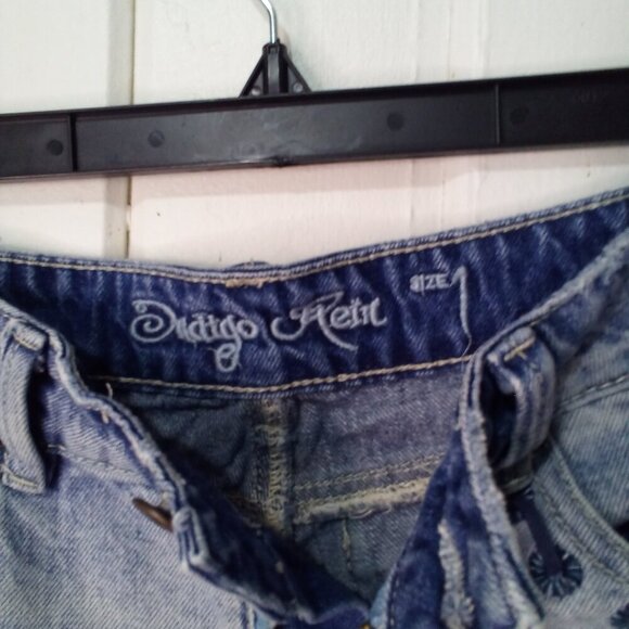 Indigo Rein Denim Shorts Juniors 1 Cut-off Raw Hem Distressed Plaid Festival - Picture 11 of 16